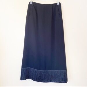 Harve Benard Fringe Hem Black Midi Skirt - 10